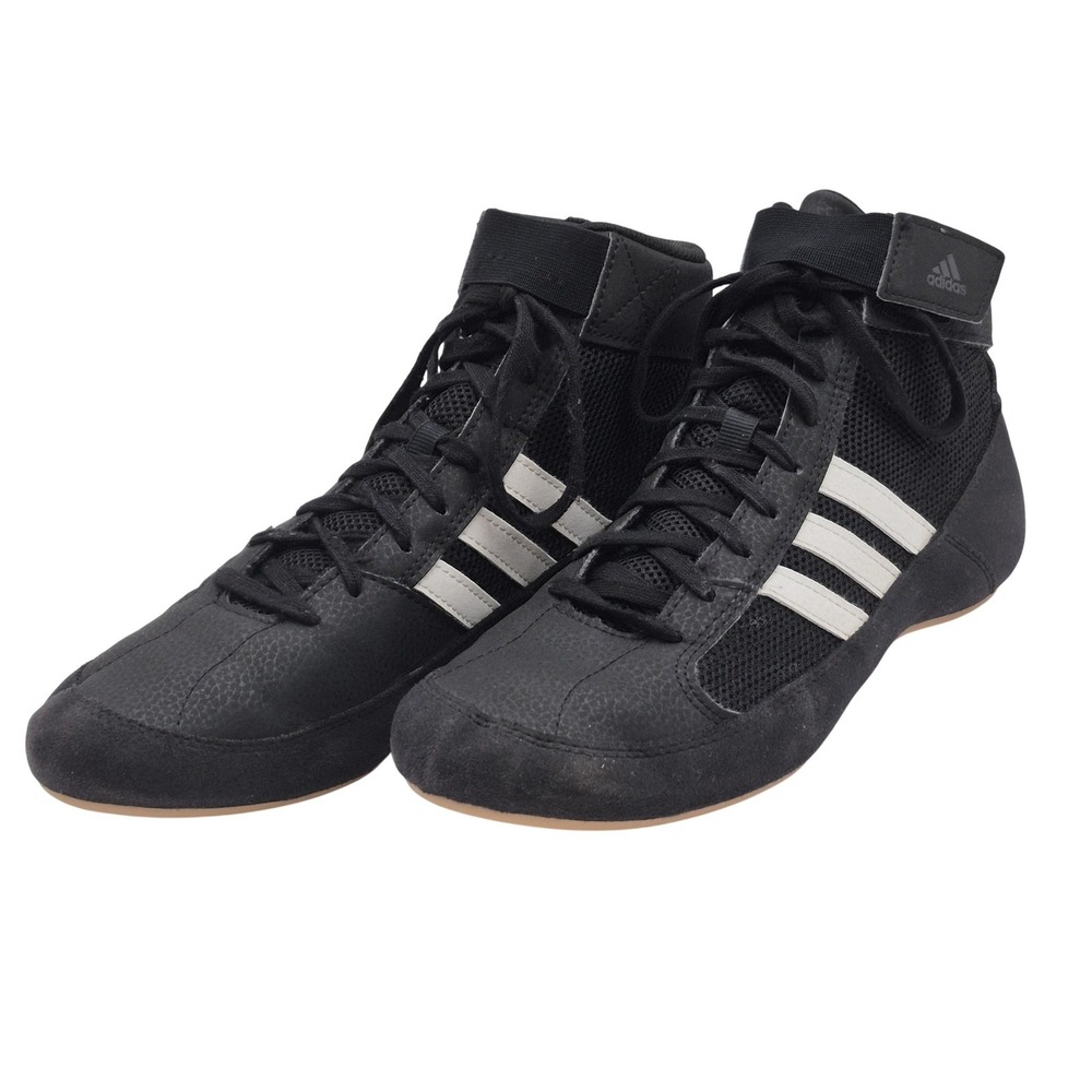 Adidas Boxing Wrestling Shoes Mens Size 7.5 Black High Lace Up Sneakers‎ AQ3325